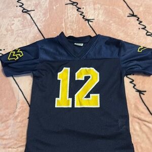 Navy Blue Kids Sports Jersey with Yellow Accents